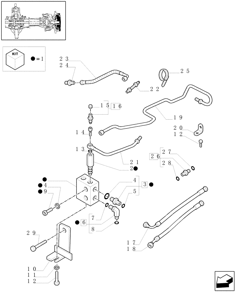 Схема запчастей Case IH MXU100 - (1.40.4/15) - (VAR.592-623-639-652) FRONT HPL AND PTO W/SHAFT (6 SPLINES) W/FRONT BRAKES - BRAKES (04) - FRONT AXLE & STEERING