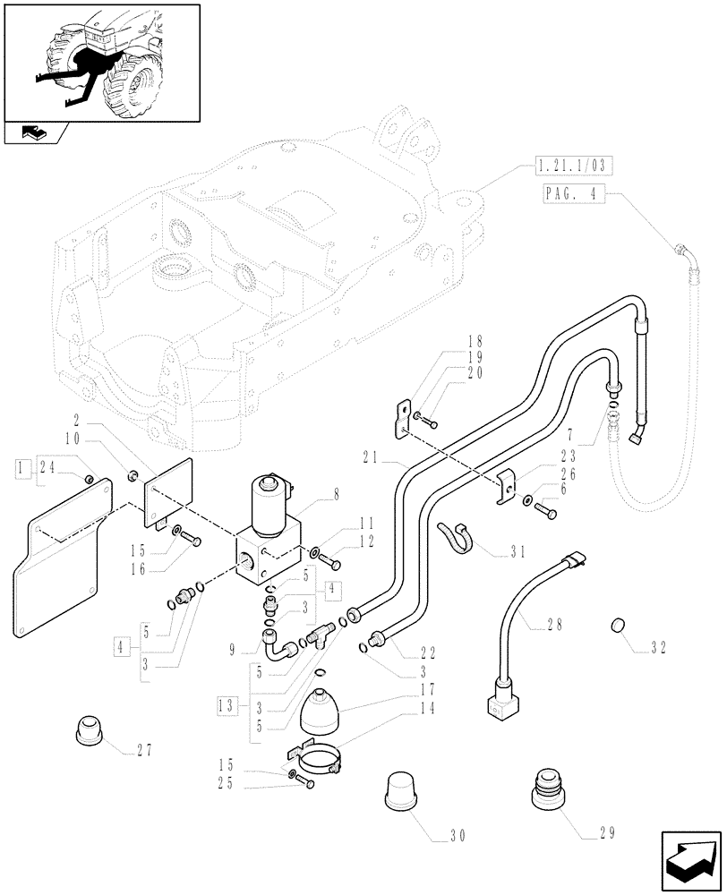 Схема запчастей Case IH PUMA 115 - (1.81.9/03[03]) - INTEGRATED FRONT HPL - VALVE AND PIPES - C6519 (VAR.330831-331831-332831-333831-330847-331847-332847-333847-334847-335847) (07) - HYDRAULIC SYSTEM