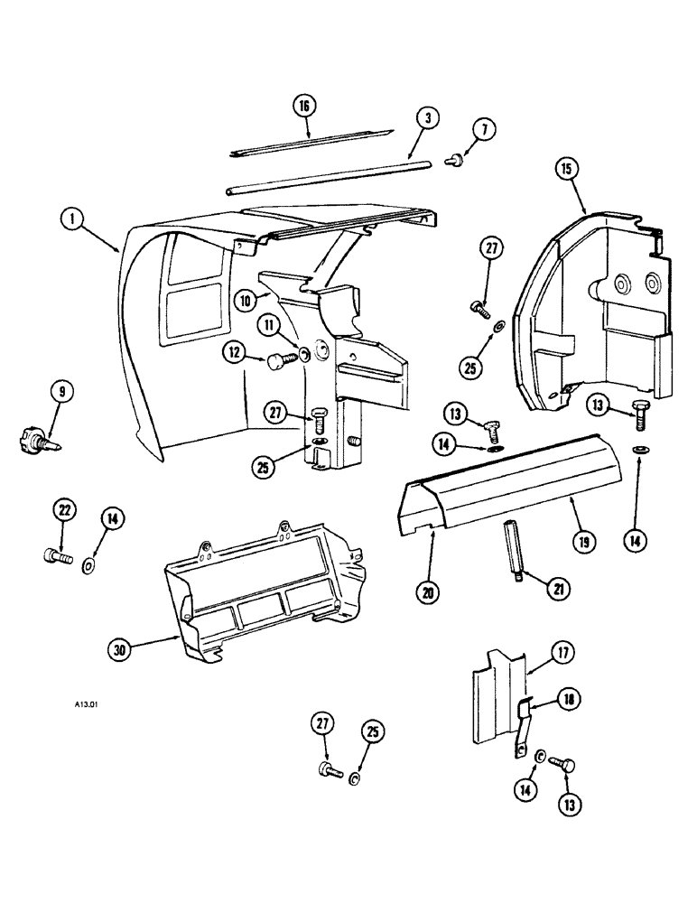 Схема запчастей Case IH 2130 - (2-08) - ENGINE SHIELDS (3 CYL), 2120, 2130 (02) - ENGINE