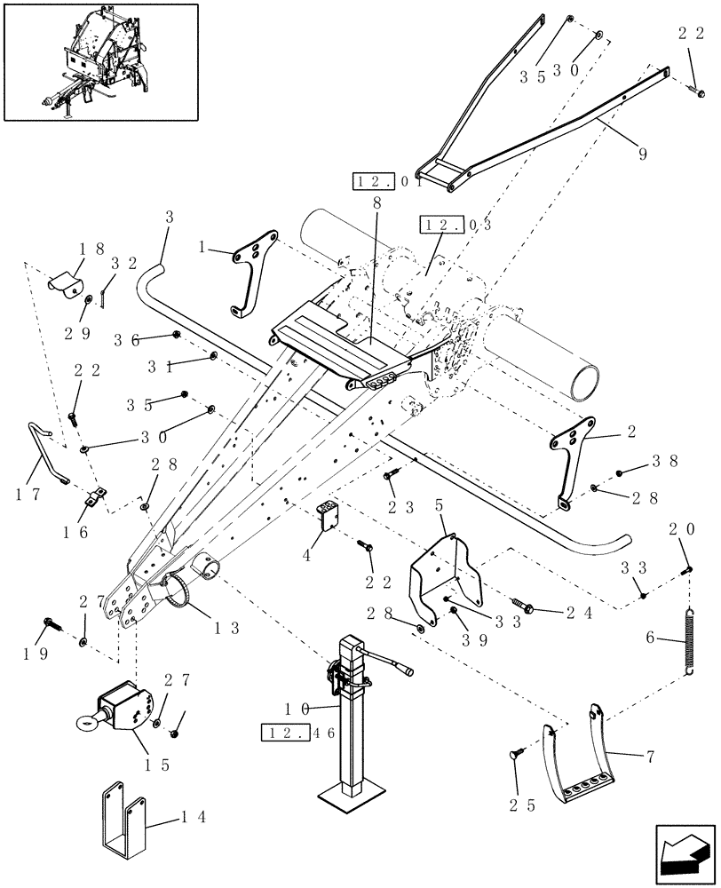 Схема запчастей Case IH RBX462 - (12.19) - RING HITCH, EUROPE & R.O.W. (12) - MAIN FRAME