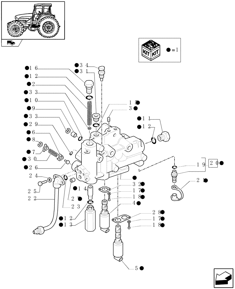 Схема запчастей Case IH FARMALL 105U - (1.27.3/04[01]) - 20X20 POWER SHUTTLE TRANSMISSION WITH CREEPER - POWER SHUTTLE CONTROL VALVE (VAR.330299-331299-332299-333299) (03) - TRANSMISSION