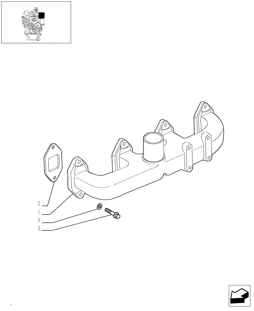 Схема запчастей Case IH JX80 - (0.07.6/02) - EXHAUST MANIFOLD (01) - ENGINE