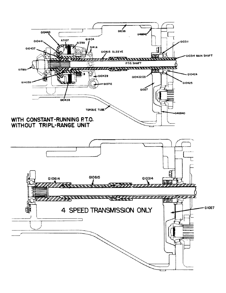 Схема запчастей Case IH 500B-SERIES - (063) - WITH CONSTANT RUNNING P.T.O., WITHOUT TRIPLE RANGE UNIT, 4 SPEED TRANSMISSION ONLY (06) - POWER TRAIN