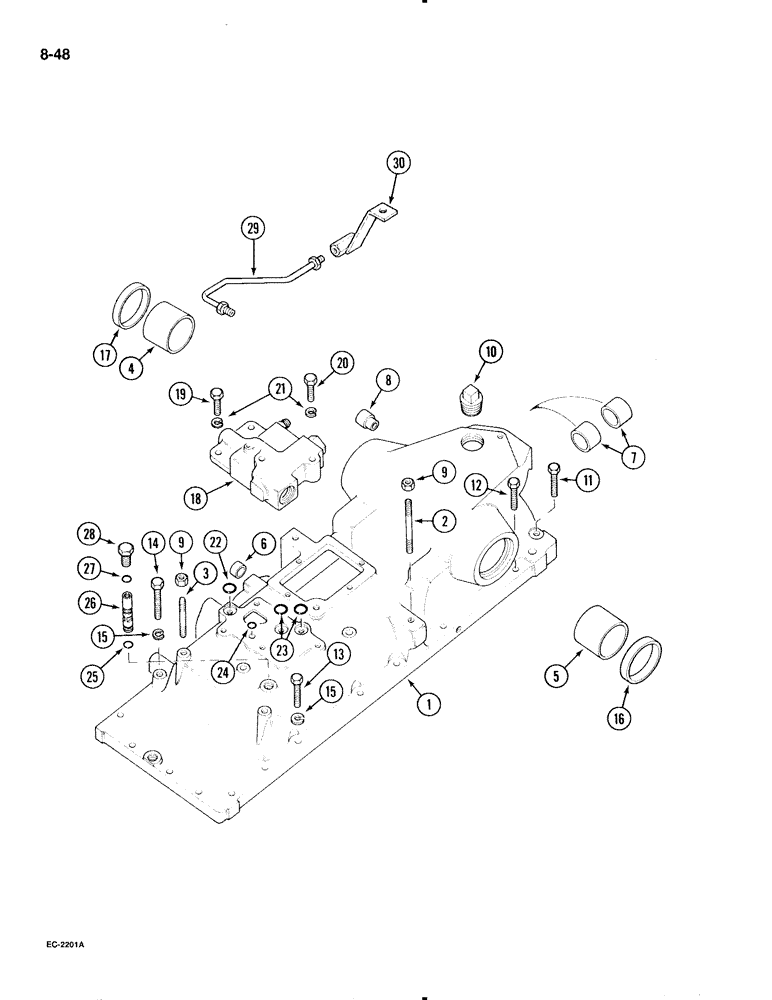 Схема запчастей Case IH 595 - (8-48) - DRAFT CONTROL, HYDRAULIC HOUSING (08) - HYDRAULICS