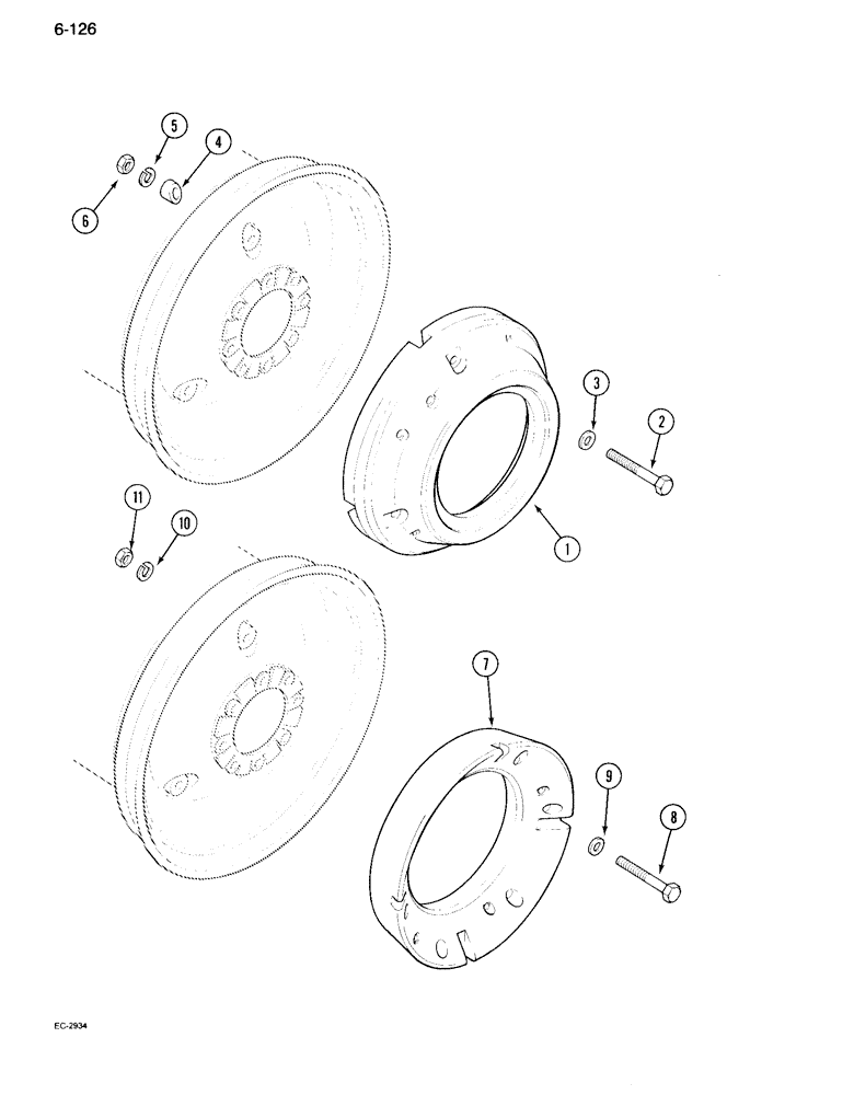 Схема запчастей Case IH 995 - (6-126) - REAR WHEEL WEIGHTS, SOLID TYPE (06) - POWER TRAIN