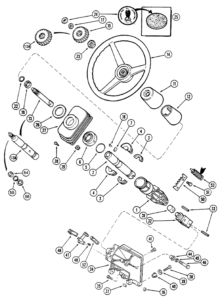 Схема запчастей Case IH 7250 - (5-002) - STEERING WHEEL AND COLUMN, STANDARD (05) - STEERING