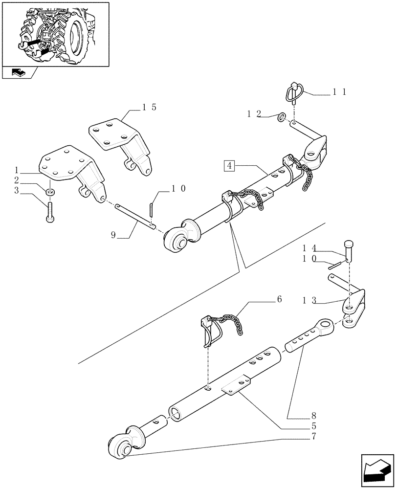 Схема запчастей Case IH PUMA 140 - (1.89.9/01) - MECHANICAL STABILIZERS PIN TYPE ADJUSTMENT (VAR.330945) (09) - IMPLEMENT LIFT