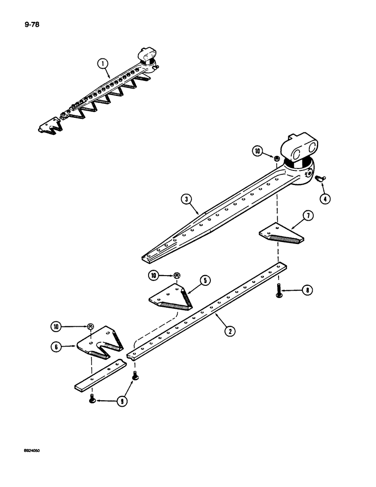 Схема запчастей Case IH 1010 - (9-078) - KNIFE ASSEMBLY, 3 INCH - BOLTED, COLUMBUS AUTO (58) - ATTACHMENTS/HEADERS