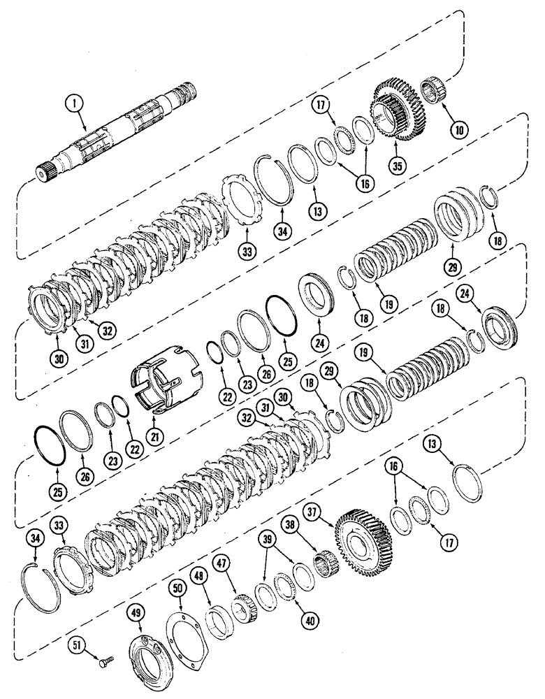 Схема запчастей Case IH 7240 - (6-016) - TRANSMISSION SPEED, OUTPUT SHAFT AND REAR CLUTCH (06) - POWER TRAIN