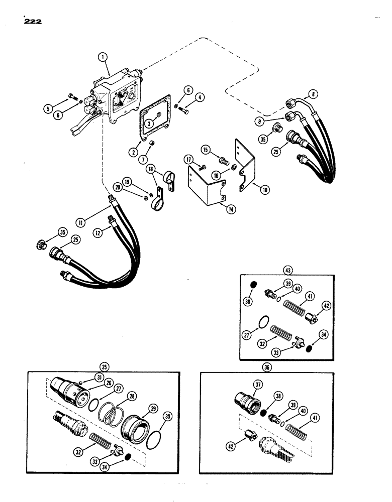 Схема запчастей Case IH 1070 - (222) - BREAK-AWAY COUPLINGS & LINES (09) - CHASSIS/ATTACHMENTS