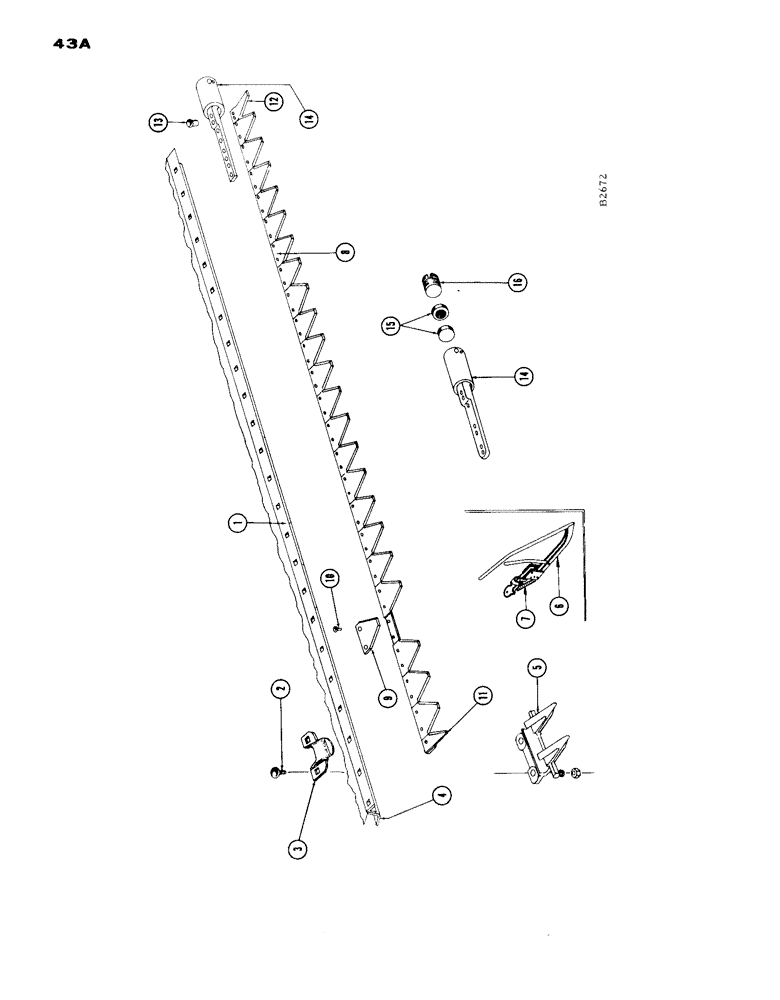 Схема запчастей Case IH 1660 - (043A) - SICKLE AND CUTTER BAR, 16 FT., 19 FT., 20 FT., S/N 8334601 AND AFTER (58) - ATTACHMENTS/HEADERS