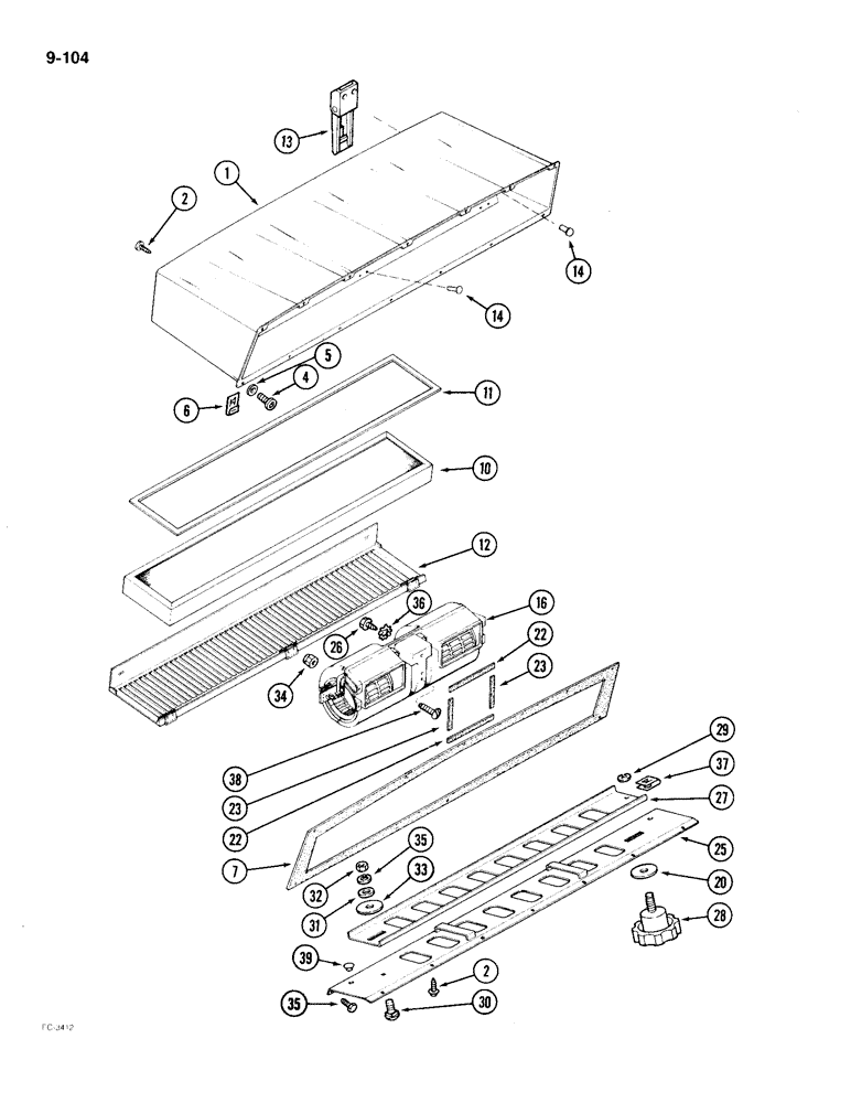 Схема запчастей Case IH 2096 - (9-104) - AIR FILTER AND BLOWER HOUSING (09) - CHASSIS/ATTACHMENTS