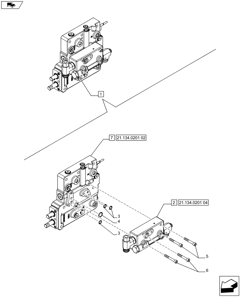 Схема запчастей Case IH FARMALL 65C - (21.134.0201[01]) - POWER SHUTTLE AND PRESSURE CONTROL VALVE (POWER SHUTTLE 8X8 4WD / 12X12) (21) - TRANSMISSION