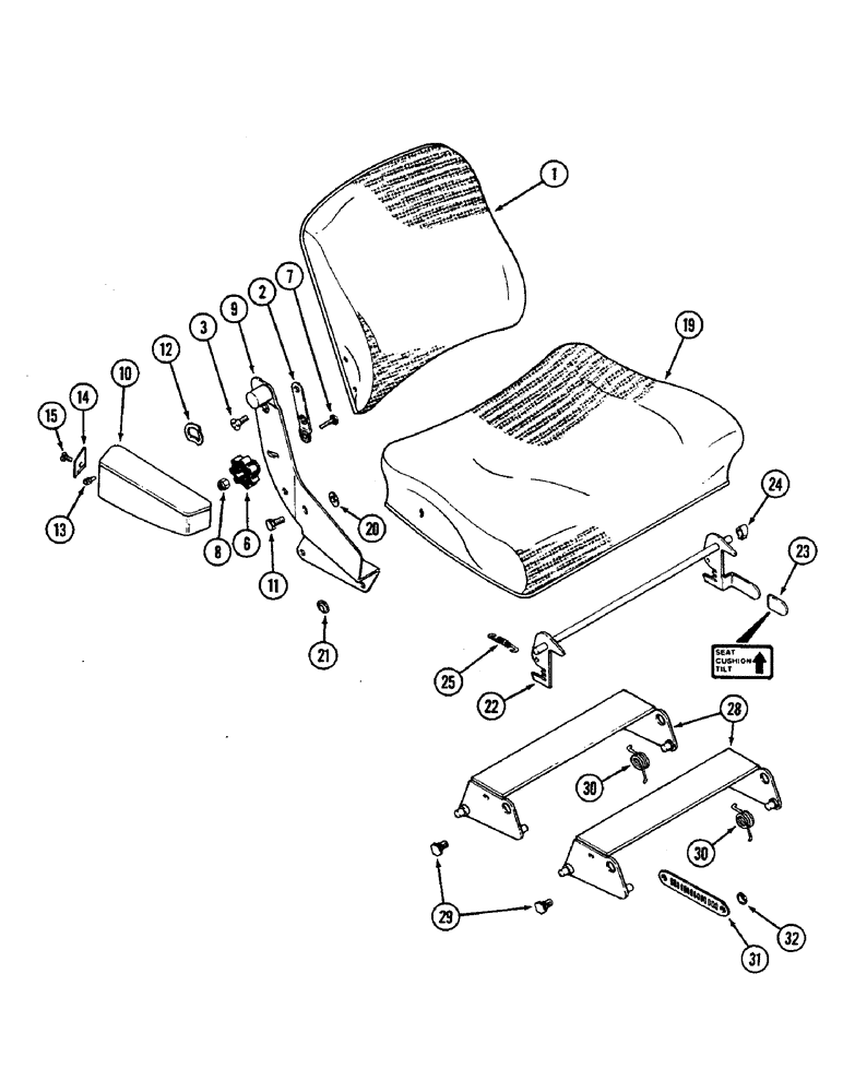 Схема запчастей Case IH 2290 - (9-524) - SEAT, CLOTH WITHOUT SWIVEL (09) - CHASSIS/ATTACHMENTS