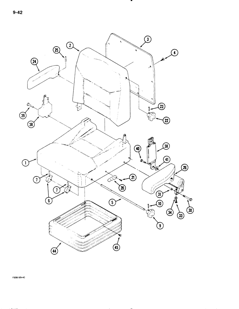 Схема запчастей Case IH 9130 - (9-42) - CLOTH SEAT, AIR RIDE SUSPENSION (09) - CHASSIS/ATTACHMENTS