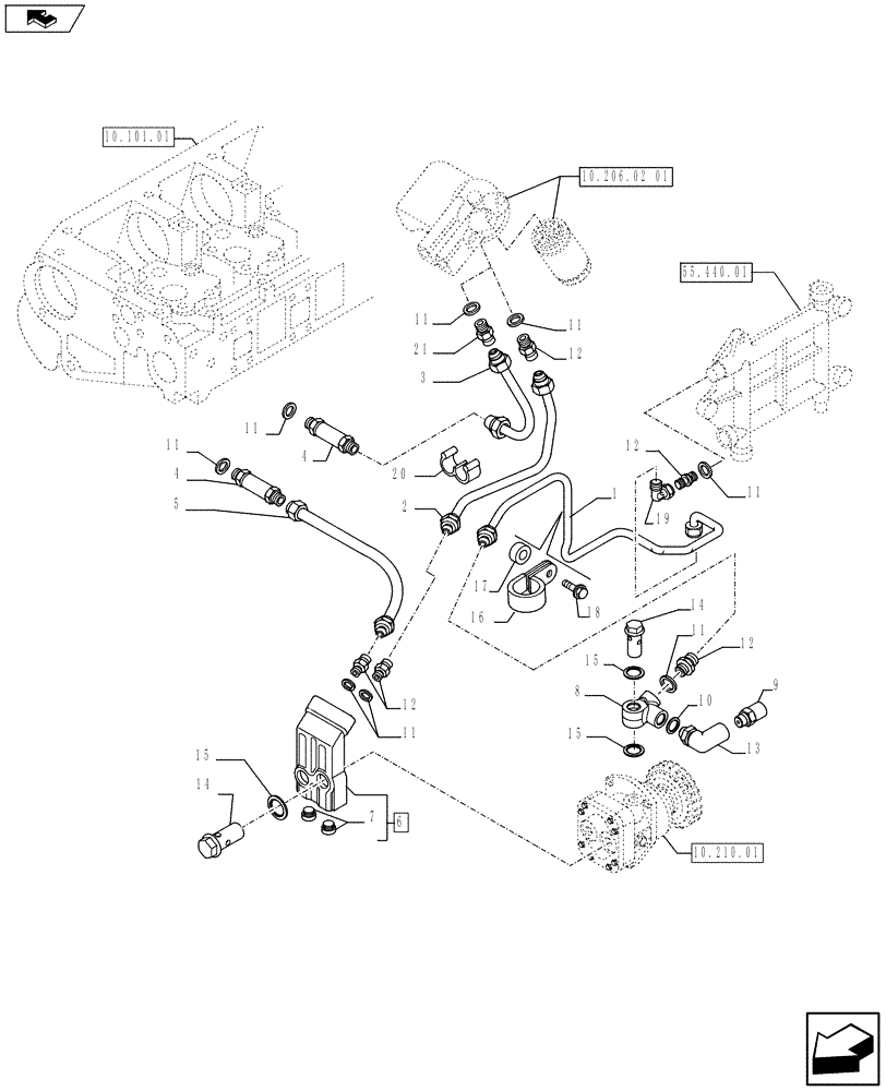 Схема запчастей Case IH 8120 - (10.218.01 01) - FUEL LINES & RELATED PARTS - MY11 8120 (10) - ENGINE