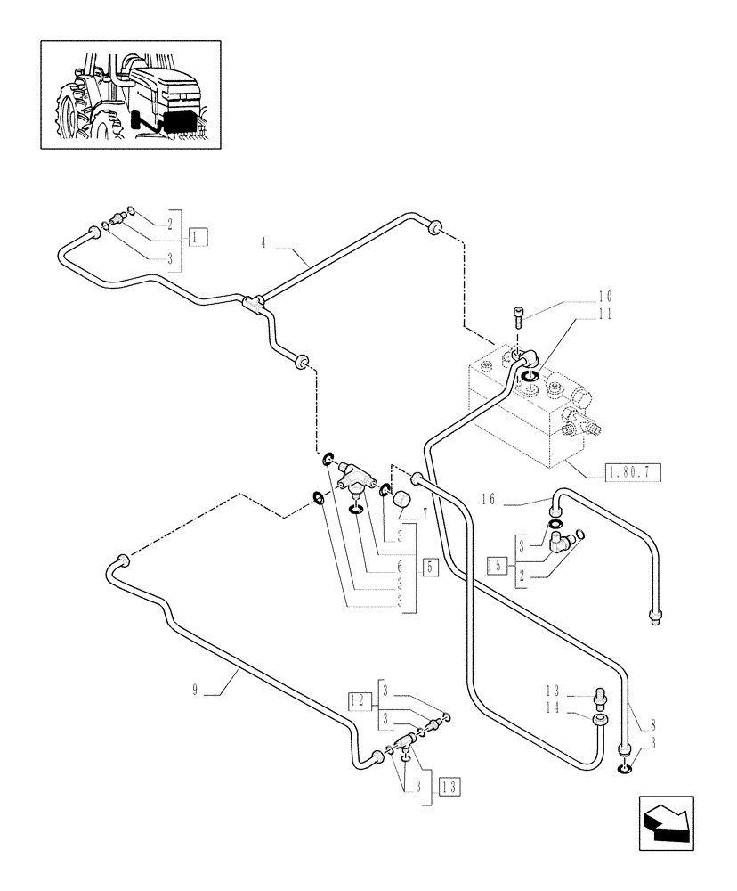 Схема запчастей Case IH MAXXUM 110 - (1.29.7[02]) - TRANSMISSION 12X12 - GEARBOX LUBRICATION PIPING (03) - TRANSMISSION