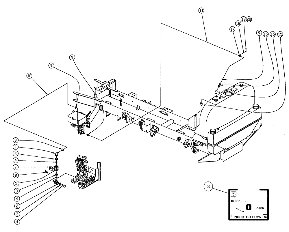 Схема запчастей Case IH 438 - (12-004) - INDUCTOR PLUMBING Reload Control & Chemical Eductor