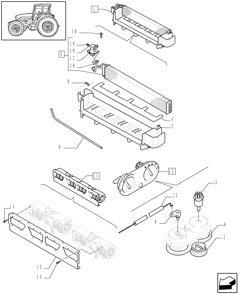 Схема запчастей Case IH JX1080U - (1.94.2/ A) - CAB - HEATING, PARTS (10) - OPERATORS PLATFORM/CAB