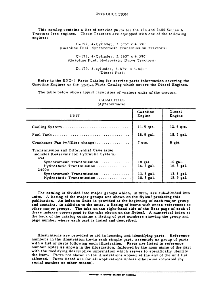 Схема запчастей Case IH 454 - (01-08) - INTRODUCTION - FLUID CAPACITIES (00) - GENERAL
