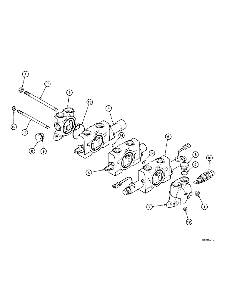 Схема запчастей Case IH L500 - (8-068) - CONTROL VALVE - 3 FUNCTION (MX80 - MX100C) (08) - HYDRAULICS