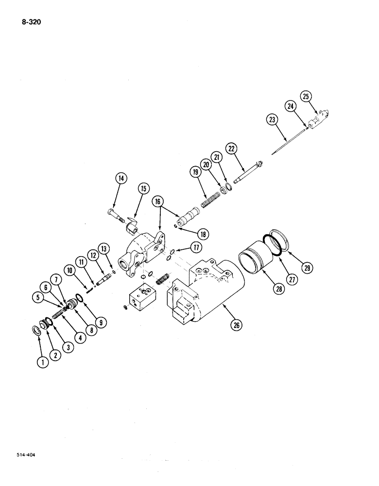 Схема запчастей Case IH 385 - (8-320) - DRAFT CONTROL CYLINDER AND VALVE (08) - HYDRAULICS