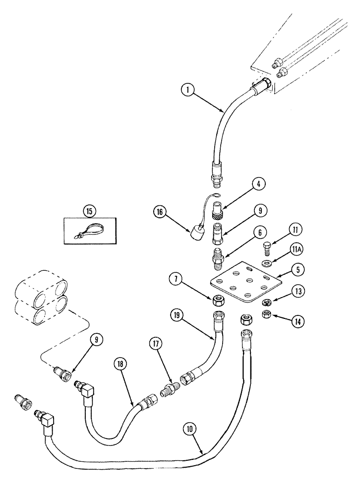 Схема запчастей Case IH L755 - (08-13) - HYDRAULICS MID MOUNT 3 Function Without Self Leveling (08) - HYDRAULICS