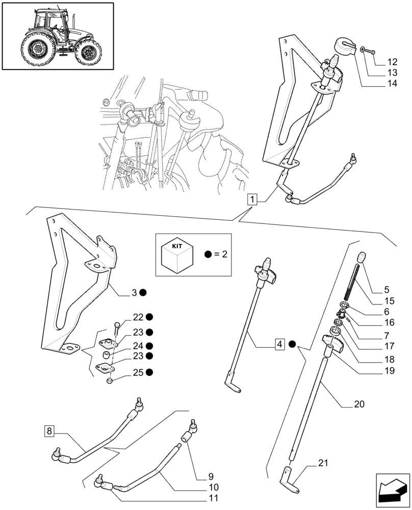 Схема запчастей Case IH JX60 - (1.92.81[01A]) - (VAR.834) LIFTER OUTER CONTROLS - LEVER AND RELATIVE PARTS - W/CAB - D5812 - C7013 (10) - OPERATORS PLATFORM/CAB