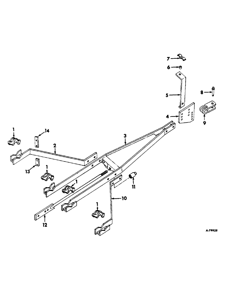 Схема запчастей Case IH 612 - (H-04) - HITCH PARTS, BRACES, CLEVIS & HOSE SUPPORT 