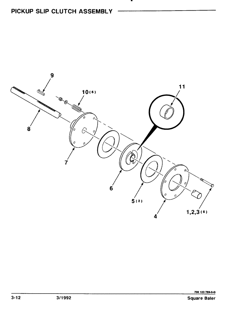 Схема запчастей Case IH 8570 - (3-12) - PICKUP SLIP CLUTCH ASSEMBLY Pickup
