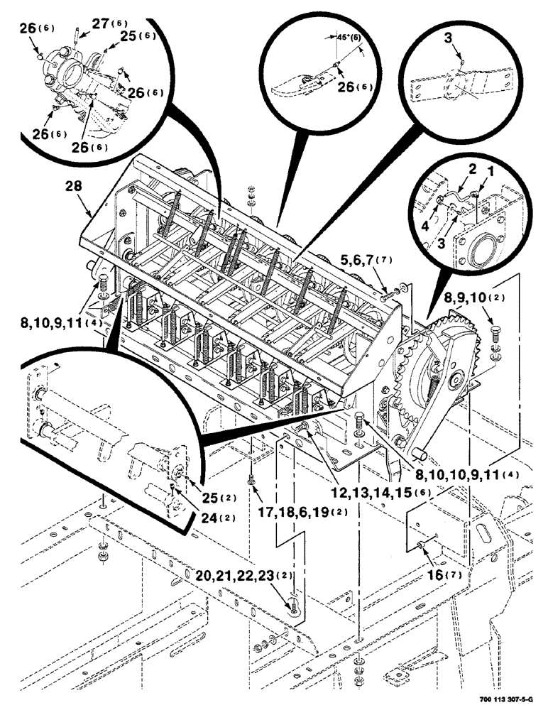 Схема запчастей Case IH 8590 - (06-04) - KNOTTER MOUNTING AND GREASE ZERK ASSEMBLY (14) - BALE CHAMBER