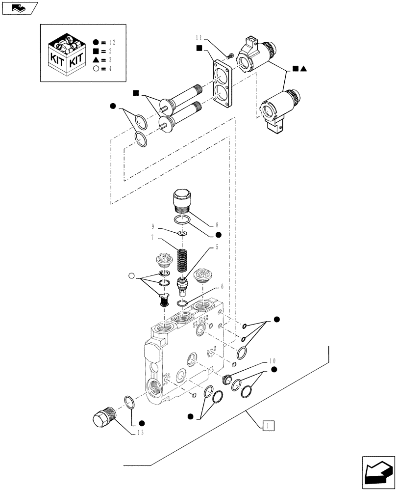 Схема запчастей Case IH PUMA 160 - (35.204.25) - VALVE SECTION - ELECTRONIC DRAFT CONTROL (35) - HYDRAULIC SYSTEMS