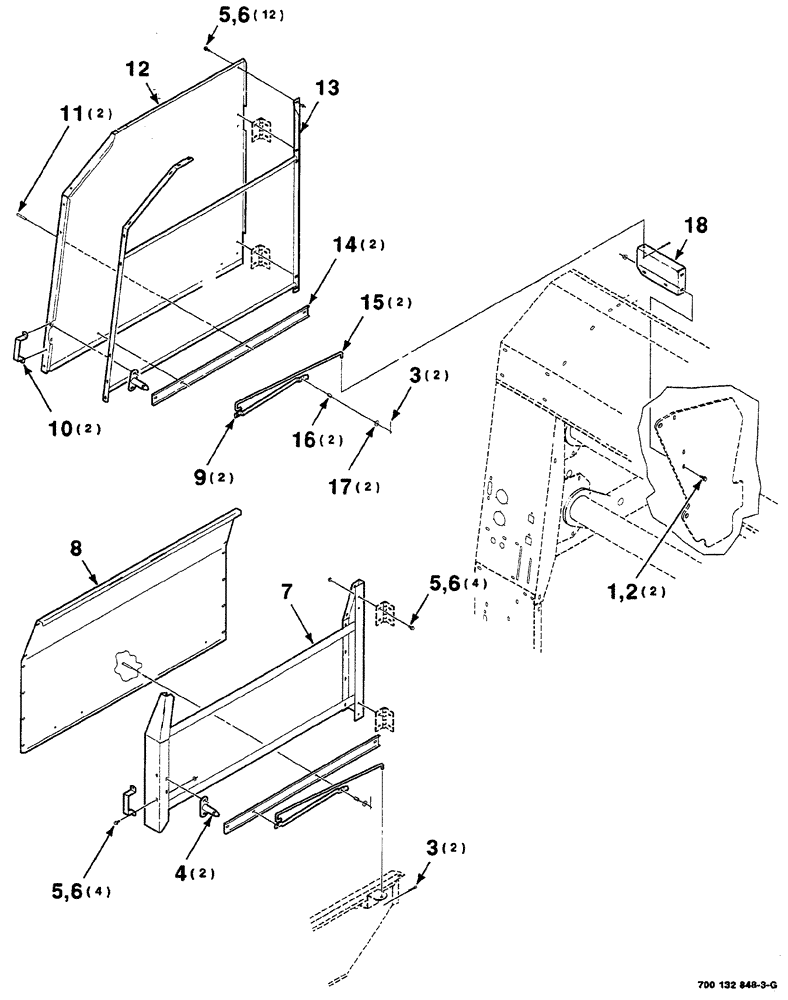 Схема запчастей Case IH RS561A - (7-022) - SHIELD, LATCH AND SUPPORT ASSEMBLIES,  RIGHT (12) - MAIN FRAME