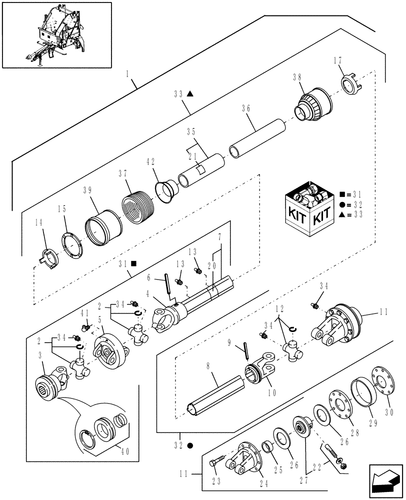 Схема запчастей Case IH RB454 - (01.91[1]) - POWER TAKE OFF, SLIP CLUTCH, 540 RPM, NORTH AMERICA (01) - POWER TAKE OFF