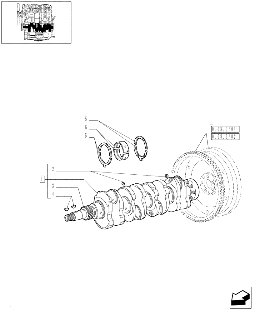 Схема запчастей Case IH JX95 - (0.08.0/02) - CRANKSHAFT (01) - ENGINE