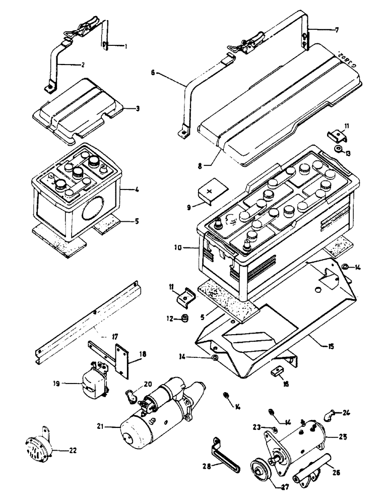 Схема запчастей Case IH 553 - (088) - BATTERY, STARTING MOTOR, GENERATOR (04) - ELECTRICAL SYSTEMS