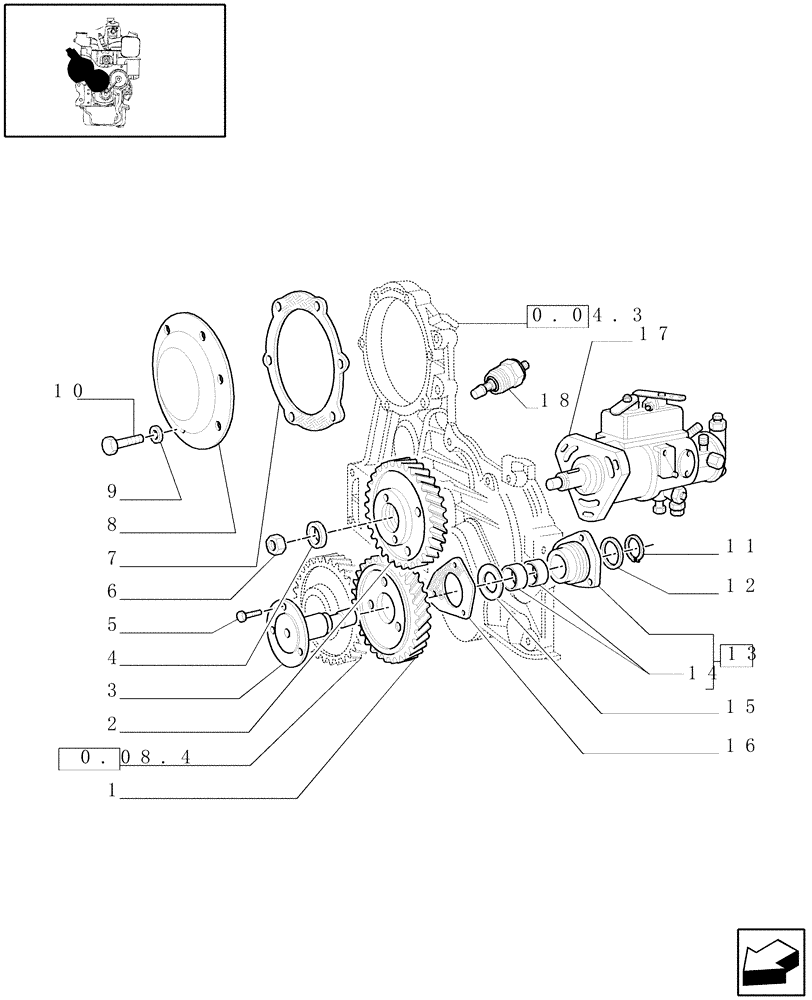 Схема запчастей Case IH JX100U - (0.14.0[02]) - FUEL SYSTEM - INJECTION PUMP (01) - ENGINE