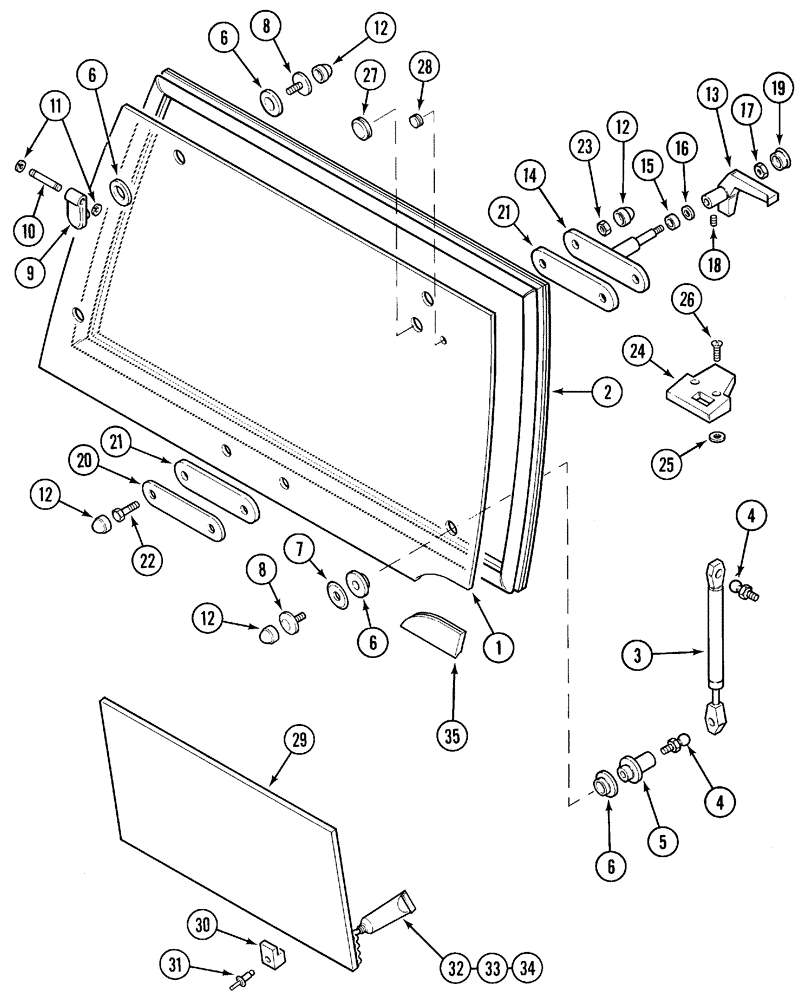 Схема запчастей Case IH 5230 - (9-090) - CAB, REAR WINDOW (09) - CHASSIS/ATTACHMENTS
