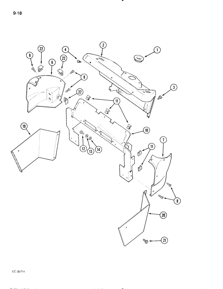 Схема запчастей Case IH 595 - (9-018) - INSTRUMENT HOUSING, TRACTOR WITHOUT CAB (09) - CHASSIS/ATTACHMENTS