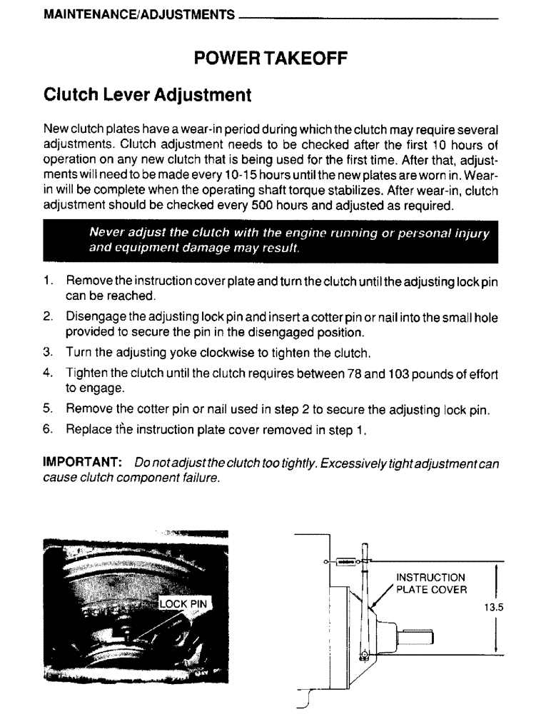 Схема запчастей Case IH 4390 - (043) - MAINTENANCE, ADJUSTMENTS, POWER TAKEOFF 