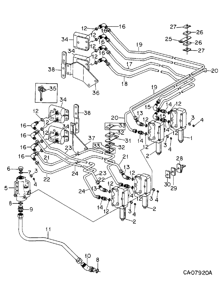 Схема запчастей Case IH 5488 - (10-22) - HYDRAULICS, TWO, THREE AND FOUR AUXILIARY VALVES (07) - HYDRAULICS