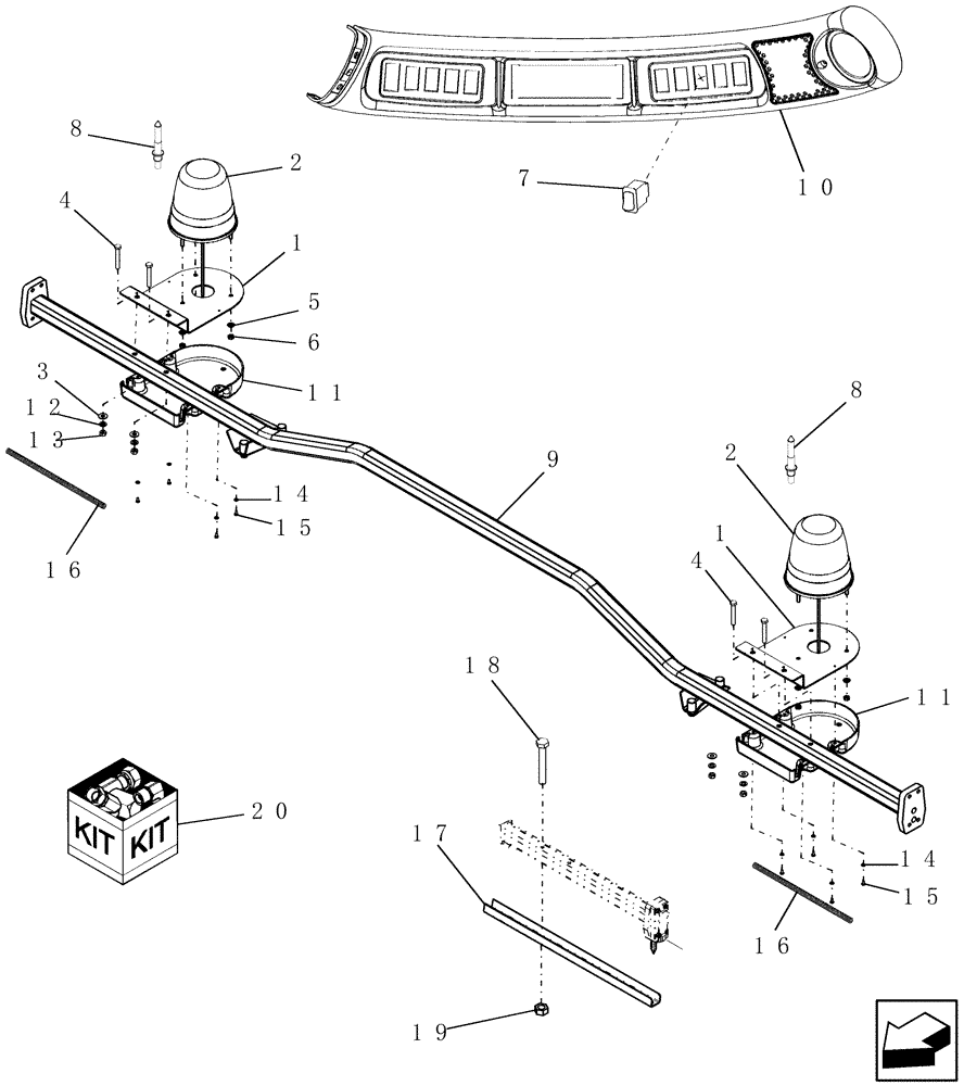 Схема запчастей Case IH 9230 - (55.408.08) - BEACONS, CAB ROOF, ROTATING (55) - ELECTRICAL SYSTEMS