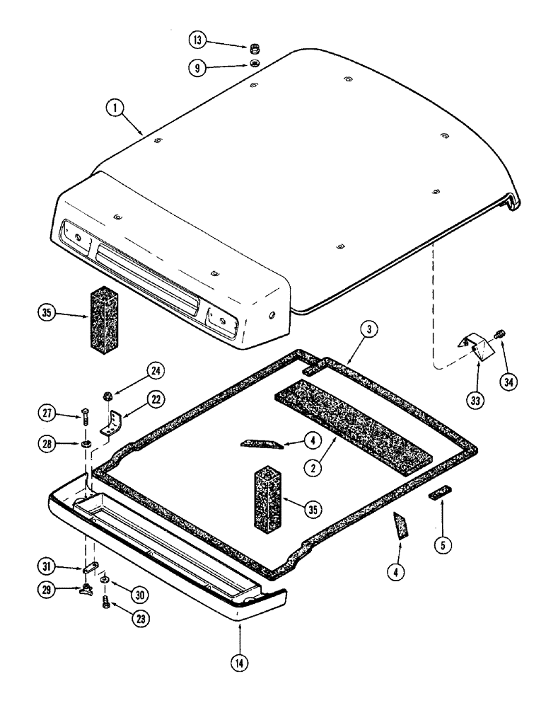 Схема запчастей Case IH 8950 - (9-076) - CAB, ROOF CAP (09) - CHASSIS/ATTACHMENTS