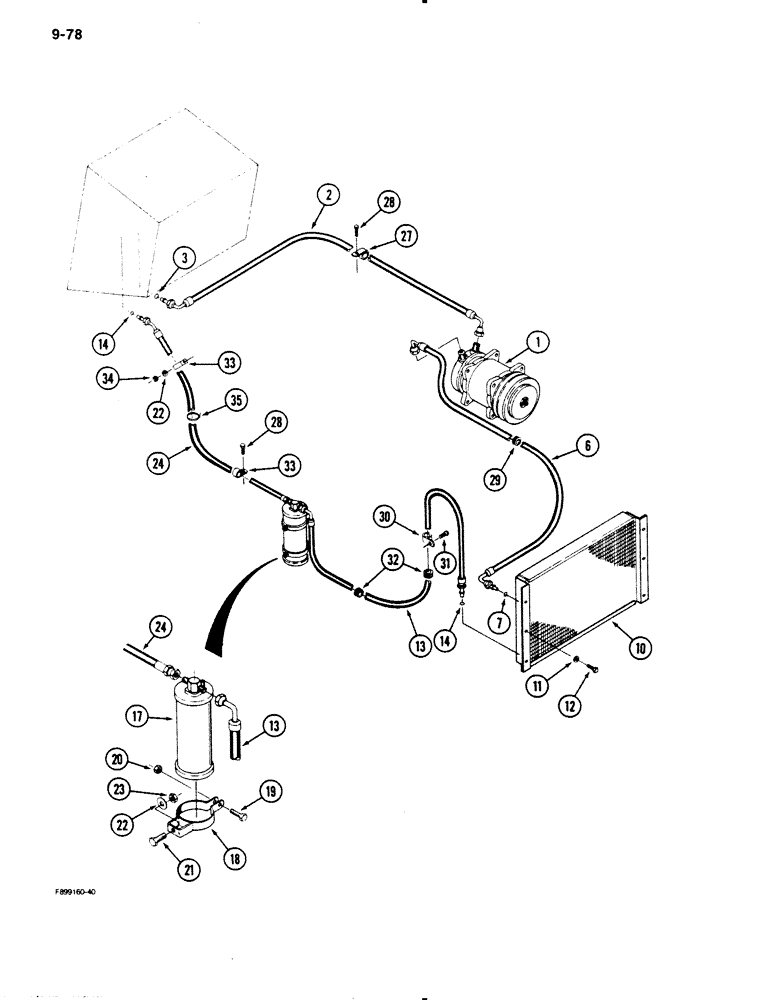 Схема запчастей Case IH 9130 - (9-78) - AIR CONDITIONING, CONDENSER, RECEIVER-DRIER AND PLUMBING (09) - CHASSIS/ATTACHMENTS