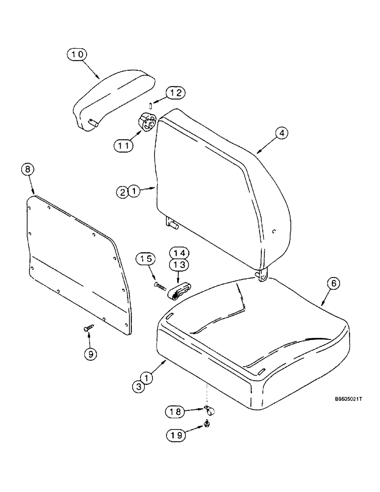 Схема запчастей Case IH 2144 - (9G-20) - MECHANICAL AND AIR SUSPENSION SEAT, CUSHIONS AND KNOBS (10) - CAB & AIR CONDITIONING