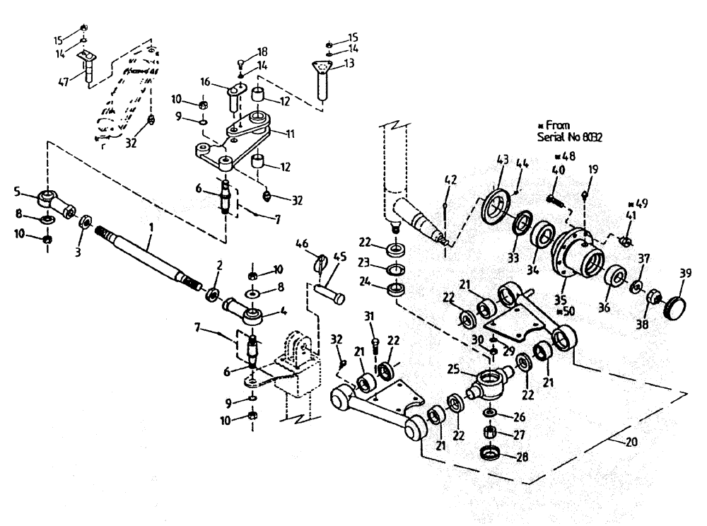 Схема запчастей Case IH 7700 - (A04-00A) - TIE RODS AND FRONT SUSPENSION, SERIAL #7908 AND ONWARDS Mainframe & Functioning Components