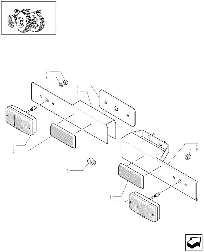 Схема запчастей Case IH JX1085C - (719261010) - (DIA KIT) REAR LIGHT EXTENSION (10) - OPERATORS PLATFORM/CAB
