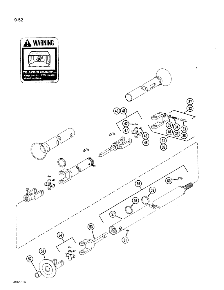Схема запчастей Case IH 1190 - (9-052) - DRIVE SHAFT, 1190 MOWER CONDITIONER, HAYES-DANA, ROCKWELL AND REXNORD (03) - CHASSIS/MOUNTED EQUIPMENT