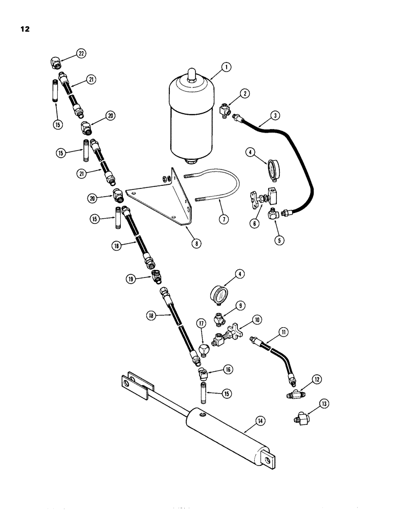 Схема запчастей Case IH 8300-SERIES - (12) - ACCUMULATOR AND CYLINDER HOSES 