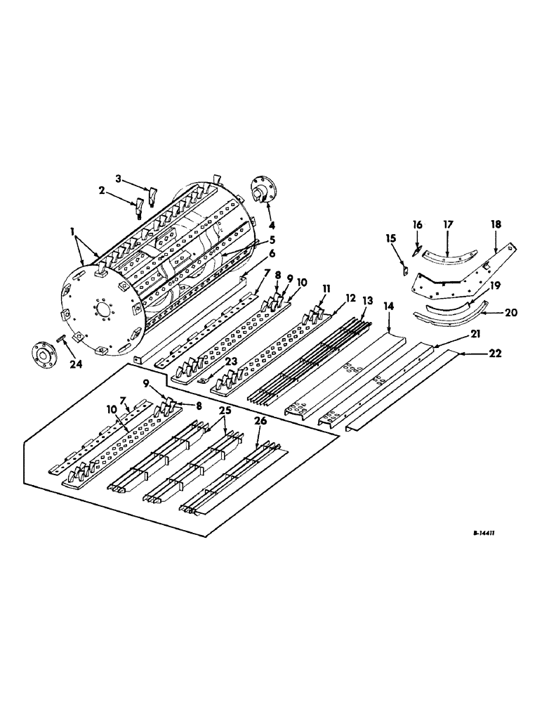 Схема запчастей Case IH 403 - (063) - SPIKE TOOTH CYLINDER ATTACHMENT, SERIAL NO. 13063 AND ABOVE (66) - THRESHING